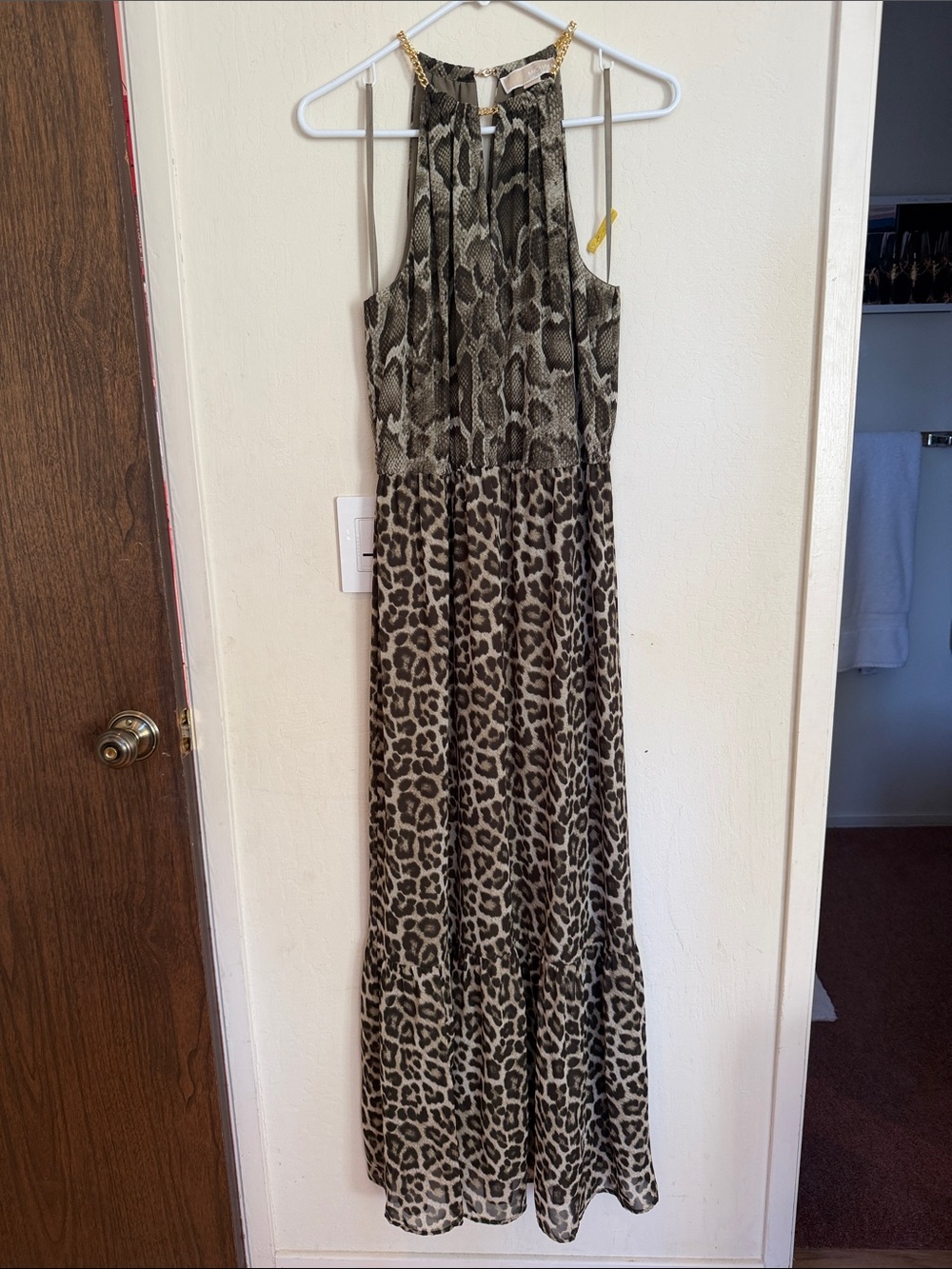 MICHAEL Michael Kors Brown and Black Animal-Print Maxi Dress